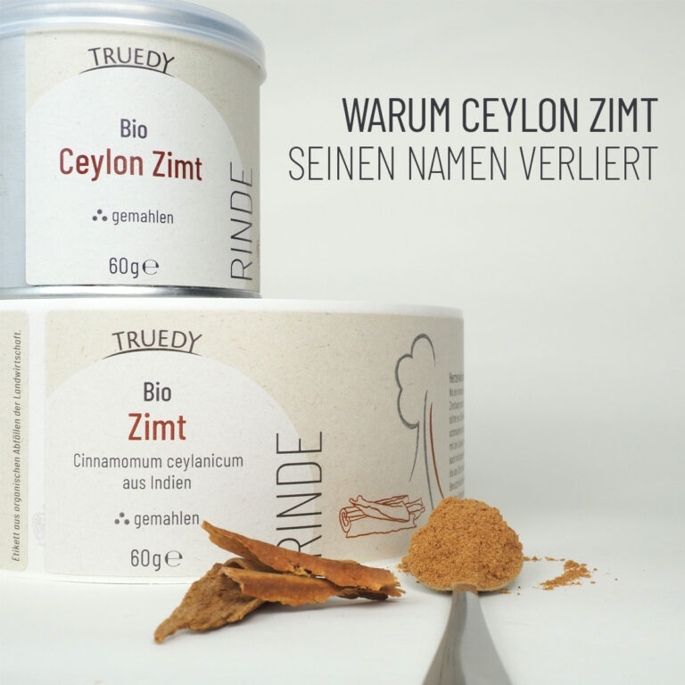 Ceylon Bio Zimt ganz gemahlen und Etikett